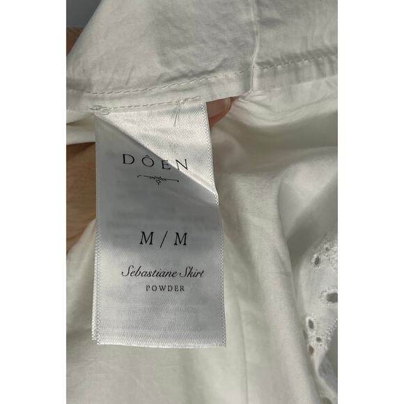DOEN Sz M Medium Sebastiane Skirt Midi Scalloped Ivory Powder A-Line - Picture 4 of 16